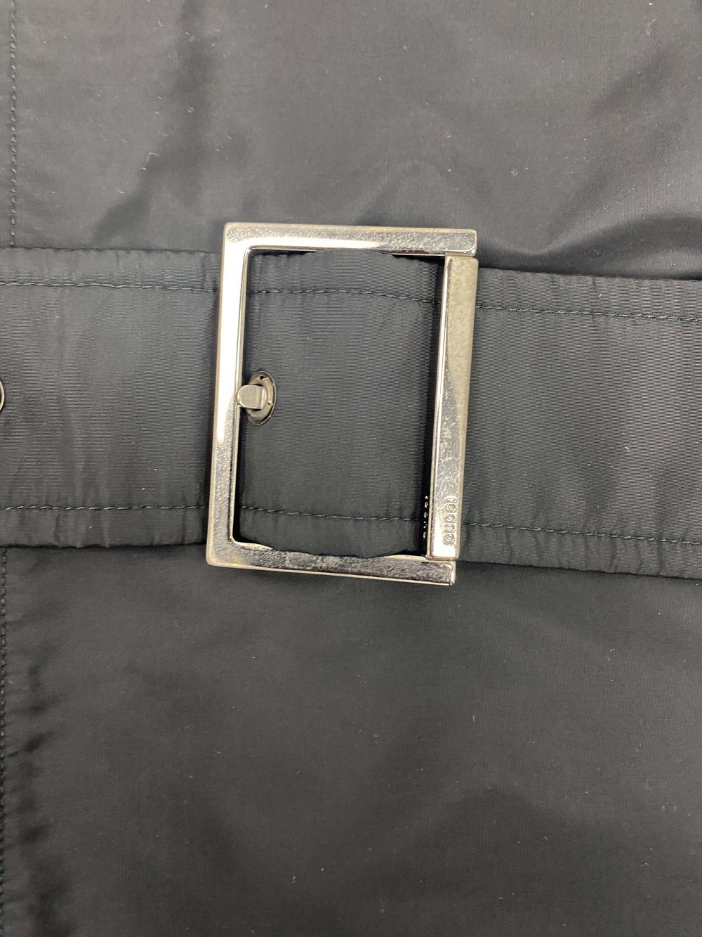 Gucci black packable nylon trench coat — JAMES VELORIA